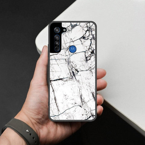 Motorola Moto G8 Cover - White Marble Series 2 - HQ Premium Shine Durable Shatterproof Case