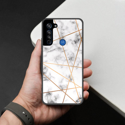 Motorola Moto G8 Cover - White Marble Series 2 - HQ Premium Shine Durable Shatterproof Case