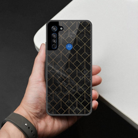 Motorola Moto G8 Cover - Black Marble Series - HQ Premium Shine Durable Shatterproof Case