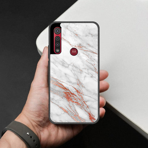 Motorola One Macro Cover - White Marble Series - HQ Premium Shine Durable Shatterproof Case