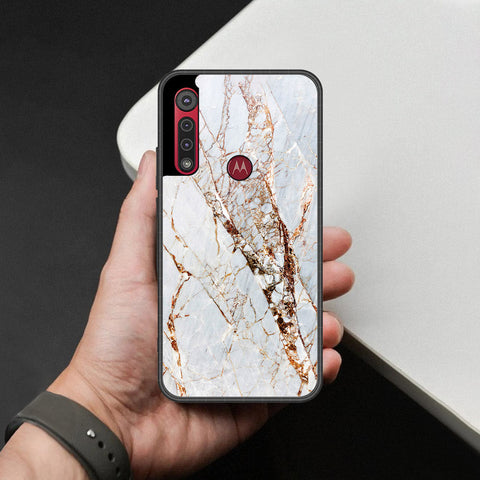 Motorola One Macro Cover - White Marble Series - HQ Premium Shine Durable Shatterproof Case