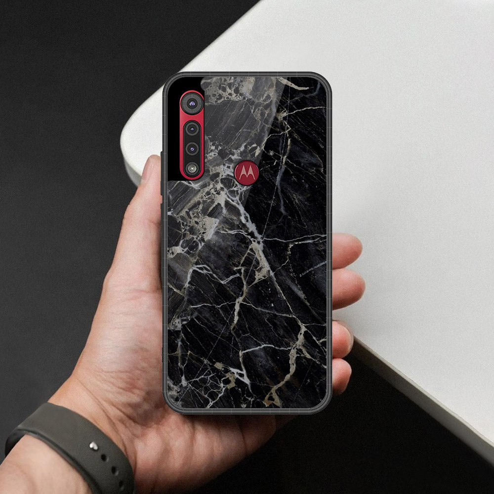 Motorola One Macro Cover - Black Marble Series - HQ Premium Shine Durable Shatterproof Case