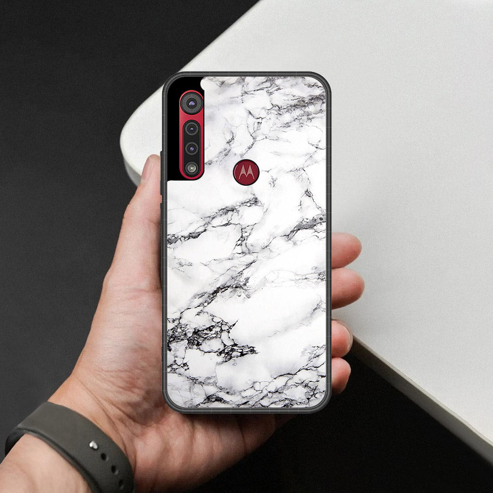 Motorola Moto G8 Play Cover - White Marble Series - HQ Premium Shine Durable Shatterproof Case