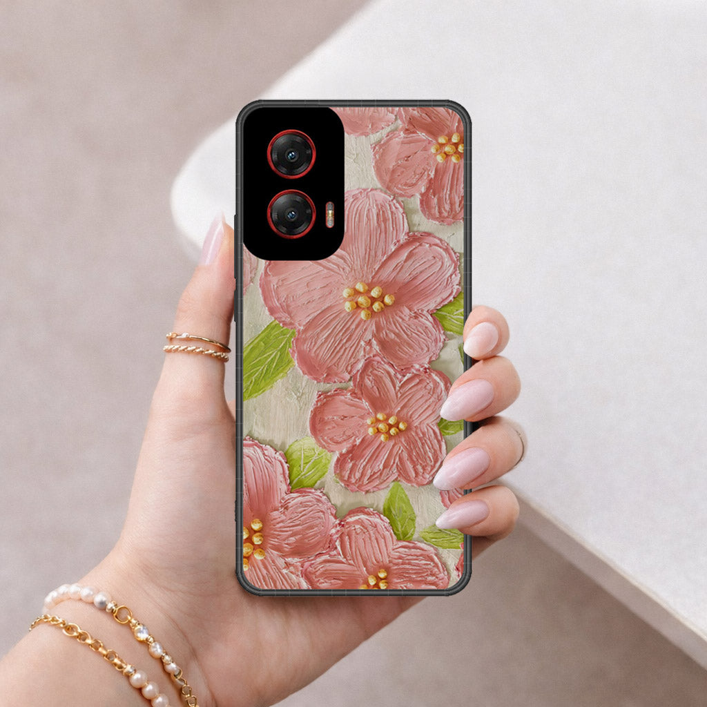 Motorola Moto G Stylus (2024) Cover - Floral Series - Design 9 - Pink & Green - HQ Premium Shine Durable Shatterproof Case