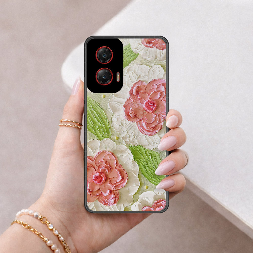 Motorola Moto G Stylus (2024) Cover - Floral Series - Design 13 - Offwhite & Green - HQ Premium Shine Durable Shatterproof Case