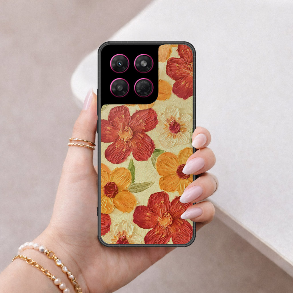 Motorola Moto G Stylus (2025) Cover - Floral Series - Design 6 - Red & Orange - HQ Ultra Shine Premium Infinity Glass Soft Silicon Borders Case