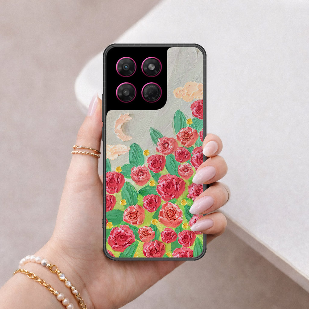 Motorola Moto G Stylus (2025) Cover - Floral Series - Design 10 - Red & Green - HQ Ultra Shine Premium Infinity Glass Soft Silicon Borders Case