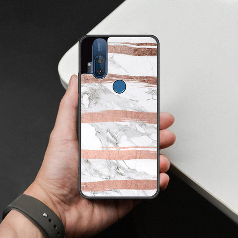 Motorola One Hyper Cover - White Marble Series - HQ Premium Shine Durable Shatterproof Case