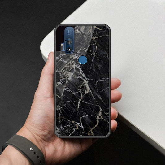 Motorola One Hyper Cover - Black Marble Series - HQ Premium Shine Durable Shatterproof Case