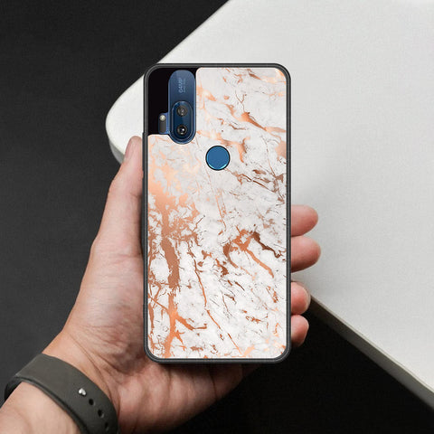 Motorola One Hyper Cover - White Marble Series 2 - HQ Premium Shine Durable Shatterproof Case