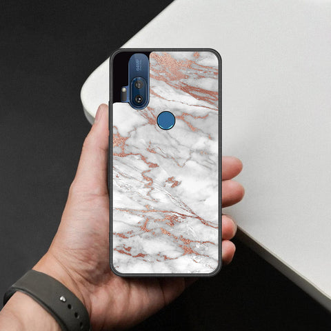 Motorola One Hyper Cover - White Marble Series 2 - HQ Premium Shine Durable Shatterproof Case
