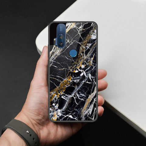 Motorola One Hyper Cover - Black Marble Series - HQ Premium Shine Durable Shatterproof Case