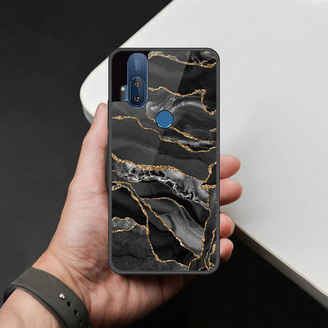 Motorola One Hyper Cover - Black Marble Series - HQ Premium Shine Durable Shatterproof Case
