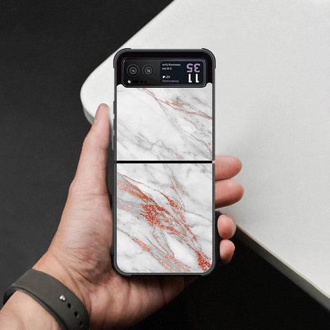 Motorola Razr 40 Cover - White Marble Series - HQ Premium Shine Durable Shatterproof Case