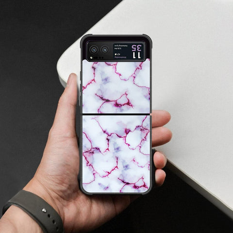 Motorola Razr 40 Cover - White Marble Series - HQ Premium Shine Durable Shatterproof Case