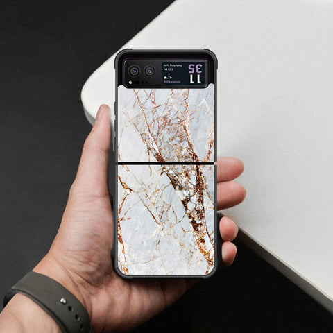 Motorola Razr 40 Cover - White Marble Series - HQ Premium Shine Durable Shatterproof Case