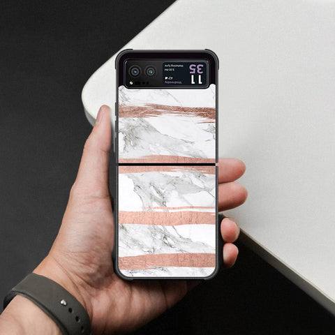Motorola Razr 40 Cover - White Marble Series - HQ Premium Shine Durable Shatterproof Case