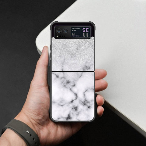 Motorola Razr 40 Cover - White Marble Series - HQ Premium Shine Durable Shatterproof Case