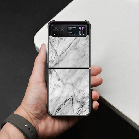 Motorola Razr 40 Cover - White Marble Series - HQ Premium Shine Durable Shatterproof Case