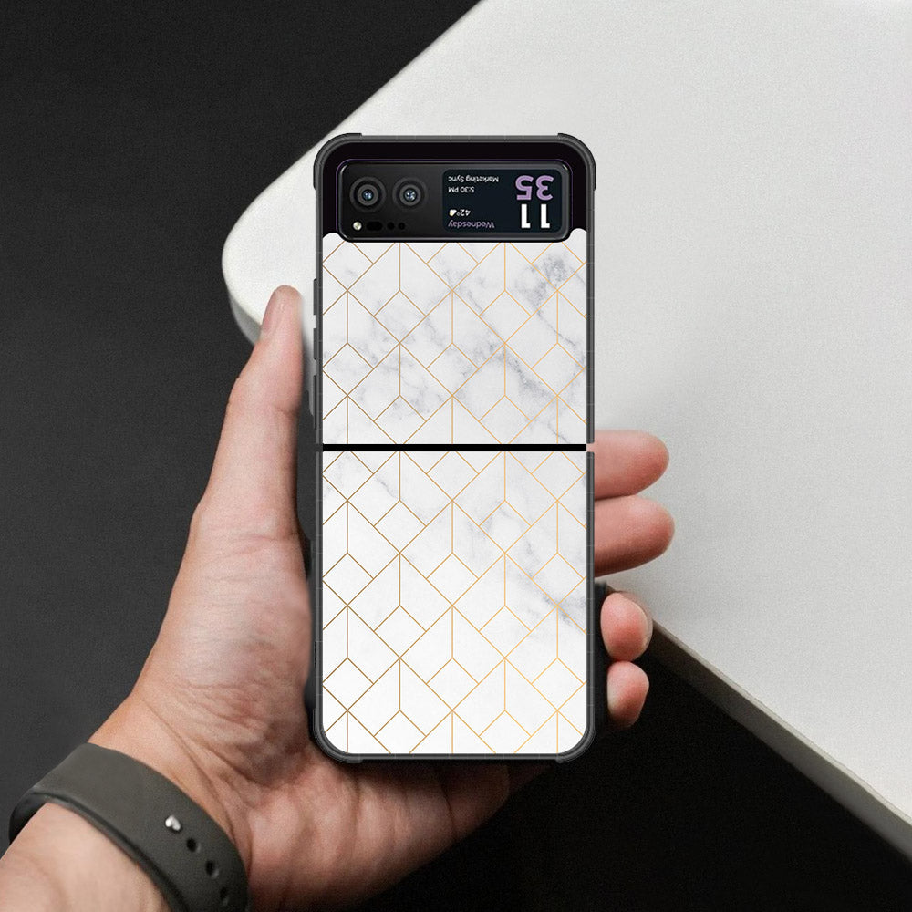 Motorola Razr 40 Cover - White Marble Series 2 - HQ Premium Shine Durable Shatterproof Case
