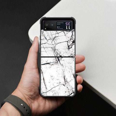 Motorola Razr 40 Cover - White Marble Series 2 - HQ Premium Shine Durable Shatterproof Case