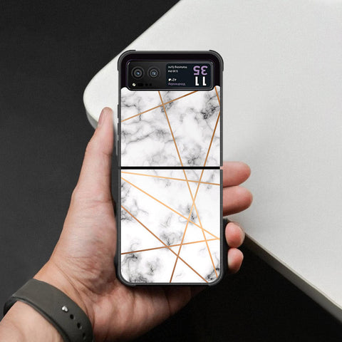 Motorola Razr 40 Cover - White Marble Series 2 - HQ Premium Shine Durable Shatterproof Case