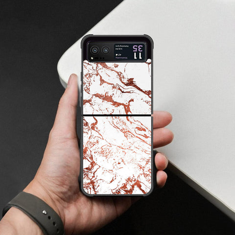Motorola Razr 40 Cover - White Marble Series 2 - HQ Premium Shine Durable Shatterproof Case