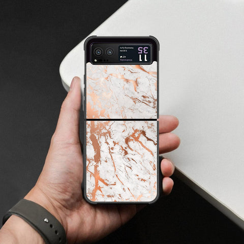 Motorola Razr 40 Cover - White Marble Series 2 - HQ Premium Shine Durable Shatterproof Case