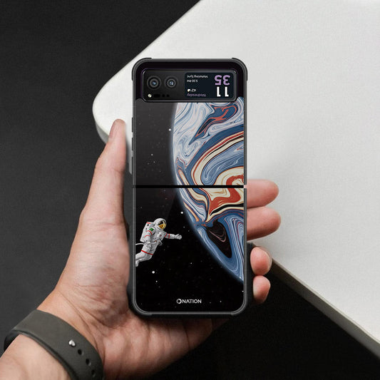 Motorola Razr 40 Cover - Cosmic Marble Astronaut Design - HQ Premium Shine Durable Shatterproof Case