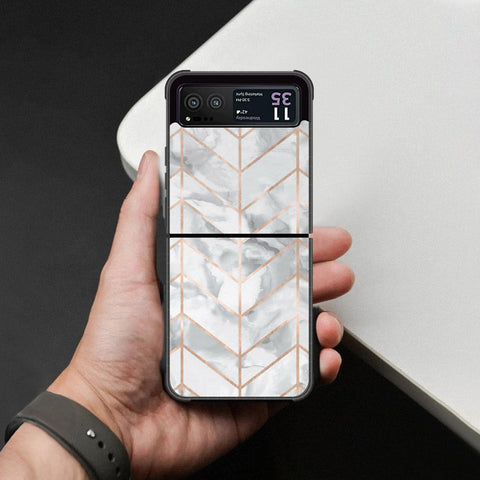 Motorola Razr 40 Cover - White Marble Series 2 - HQ Premium Shine Durable Shatterproof Case