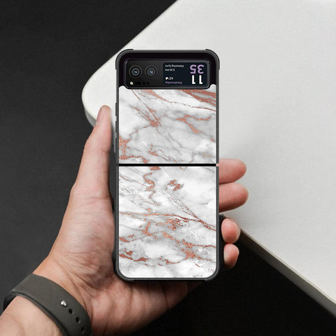Motorola Razr 40 Cover - White Marble Series 2 - HQ Premium Shine Durable Shatterproof Case