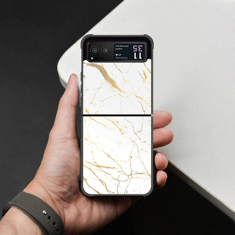 Motorola Razr 40 Cover - White Marble Series 2 - HQ Premium Shine Durable Shatterproof Case