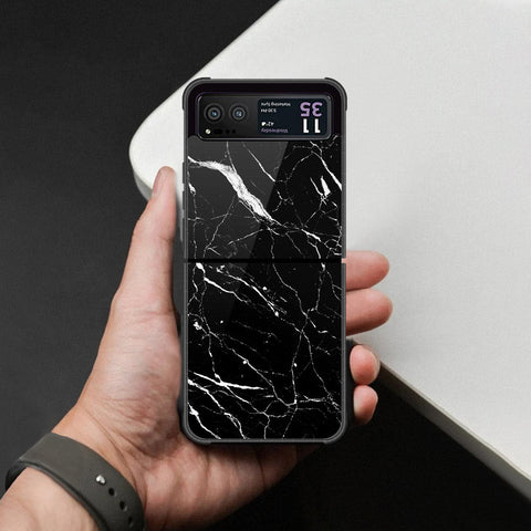 Motorola Razr 40 Cover - Black Marble Series - HQ Premium Shine Durable Shatterproof Case