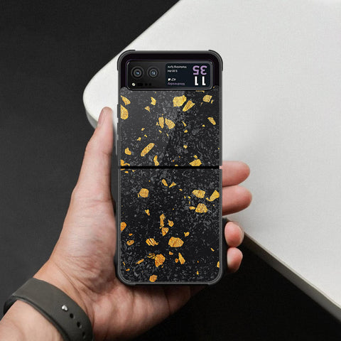 Motorola Razr 40 Cover - Black Marble Series - HQ Premium Shine Durable Shatterproof Case