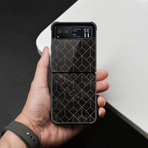 Motorola Razr 40 Cover - Black Marble Series - HQ Premium Shine Durable Shatterproof Case