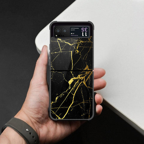 Motorola Razr 40 Cover - Black Marble Series - HQ Premium Shine Durable Shatterproof Case