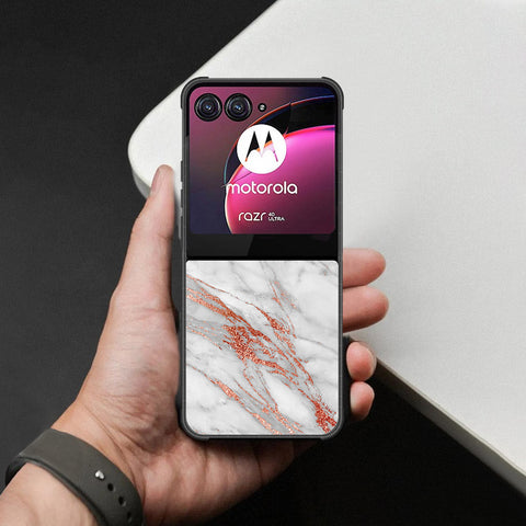 Motorola Razr 40 Ultra Cover - White Marble Series - HQ Premium Shine Durable Shatterproof Case
