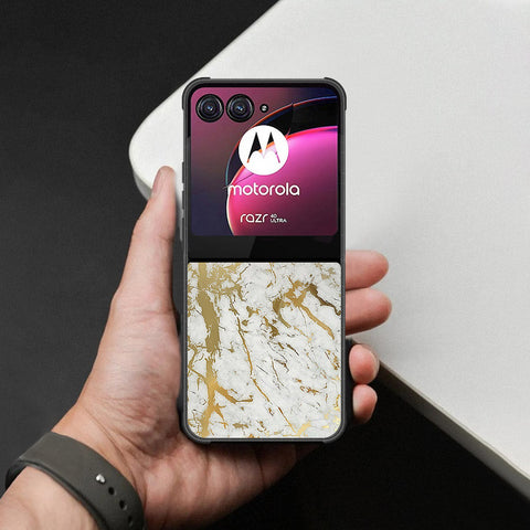 Motorola Razr 40 Ultra Cover - White Marble Series - HQ Premium Shine Durable Shatterproof Case
