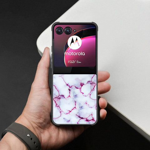 Motorola Razr 40 Ultra Cover - White Marble Series - HQ Premium Shine Durable Shatterproof Case