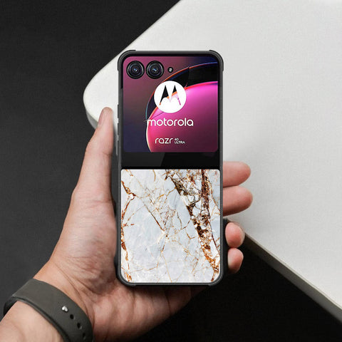Motorola Razr 40 Ultra Cover - White Marble Series - HQ Premium Shine Durable Shatterproof Case