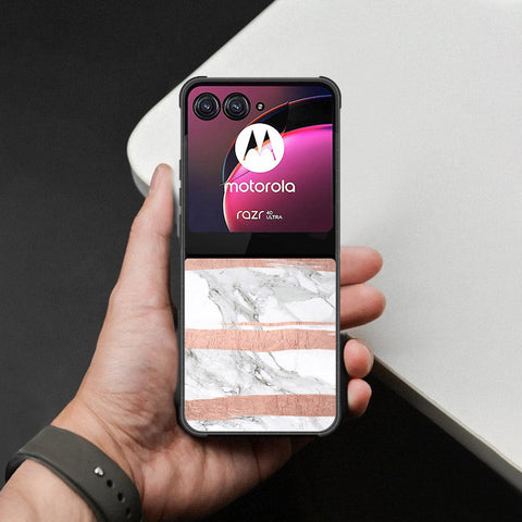 Motorola Razr 40 Ultra Cover - White Marble Series - HQ Premium Shine Durable Shatterproof Case