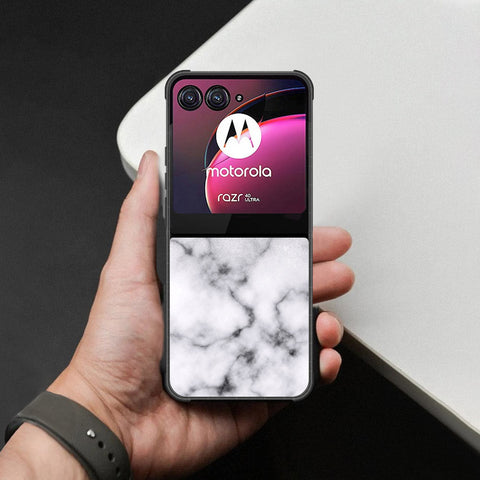Motorola Razr 40 Ultra Cover - White Marble Series - HQ Premium Shine Durable Shatterproof Case