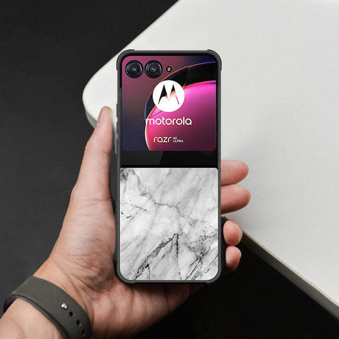 Motorola Razr 40 Ultra Cover - White Marble Series - HQ Premium Shine Durable Shatterproof Case