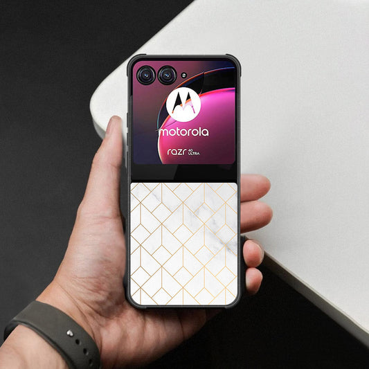 Motorola Razr 40 Ultra Cover - White Marble Series 2 - HQ Premium Shine Durable Shatterproof Case