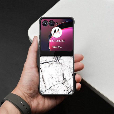 Motorola Razr 40 Ultra Cover - White Marble Series 2 - HQ Premium Shine Durable Shatterproof Case