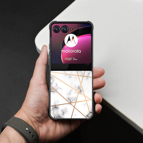 Motorola Razr 40 Ultra Cover - White Marble Series 2 - HQ Premium Shine Durable Shatterproof Case