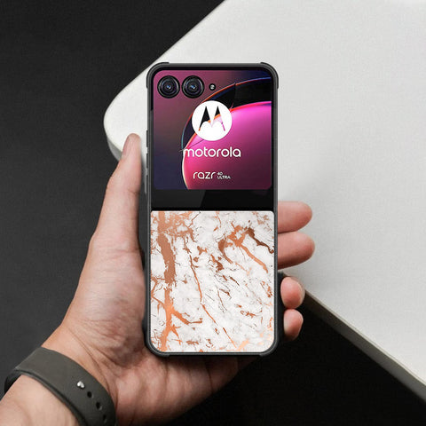 Motorola Razr 40 Ultra Cover - White Marble Series 2 - HQ Premium Shine Durable Shatterproof Case