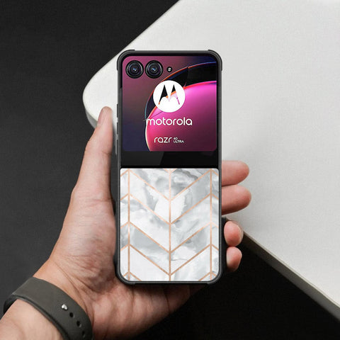 Motorola Razr 40 Ultra Cover - White Marble Series 2 - HQ Premium Shine Durable Shatterproof Case