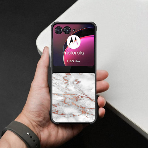 Motorola Razr 40 Ultra Cover - White Marble Series 2 - HQ Premium Shine Durable Shatterproof Case