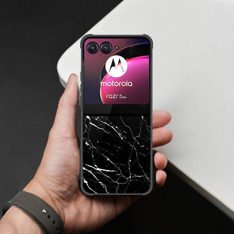 Motorola Razr 40 Ultra Cover - Black Marble Series - HQ Premium Shine Durable Shatterproof Case